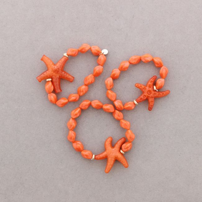 TRIPLE BEAD ELASTIC BRACELET WITH RESIN STARFISH