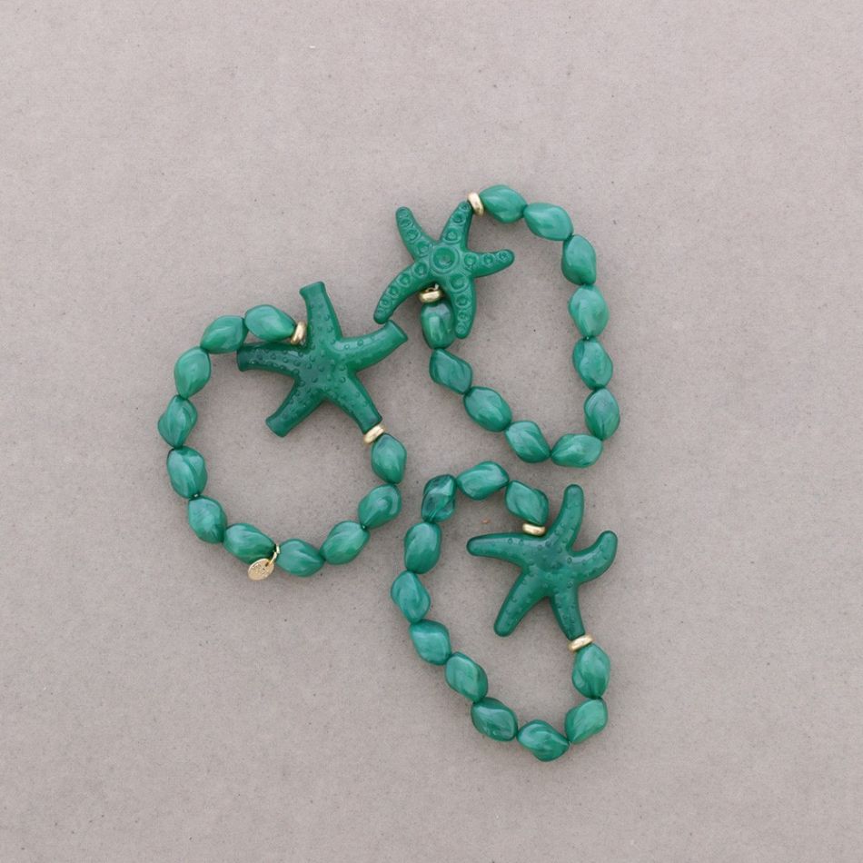 TRIPLE BEAD ELASTIC BRACELET WITH RESIN STARFISH