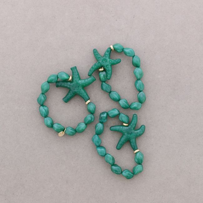 TRIPLE BEAD ELASTIC BRACELET WITH RESIN STARFISH