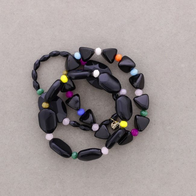PULSERA ELÁSTICA TRIPLE CUENTAS RESINA