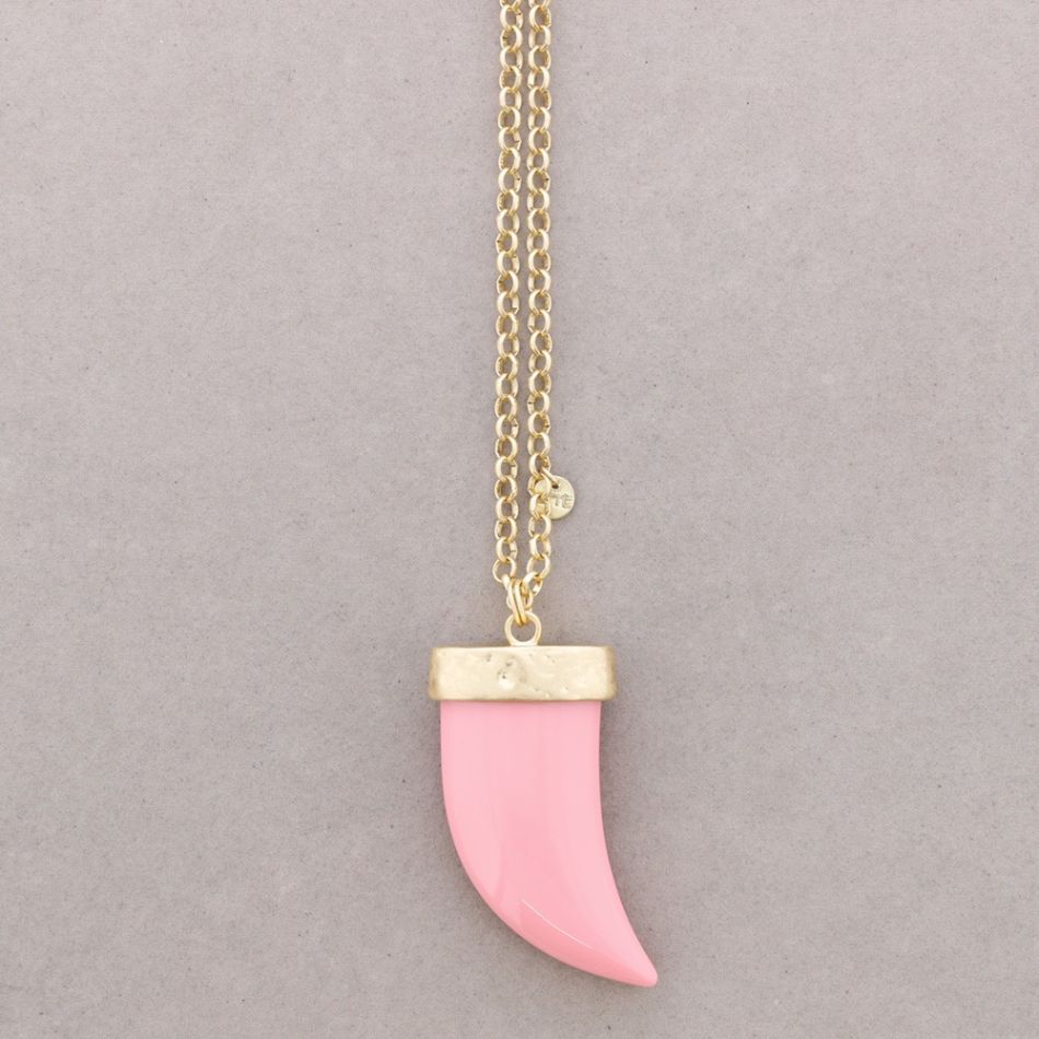 COLLAR LARGO COLGANTE CUERNO RESINA