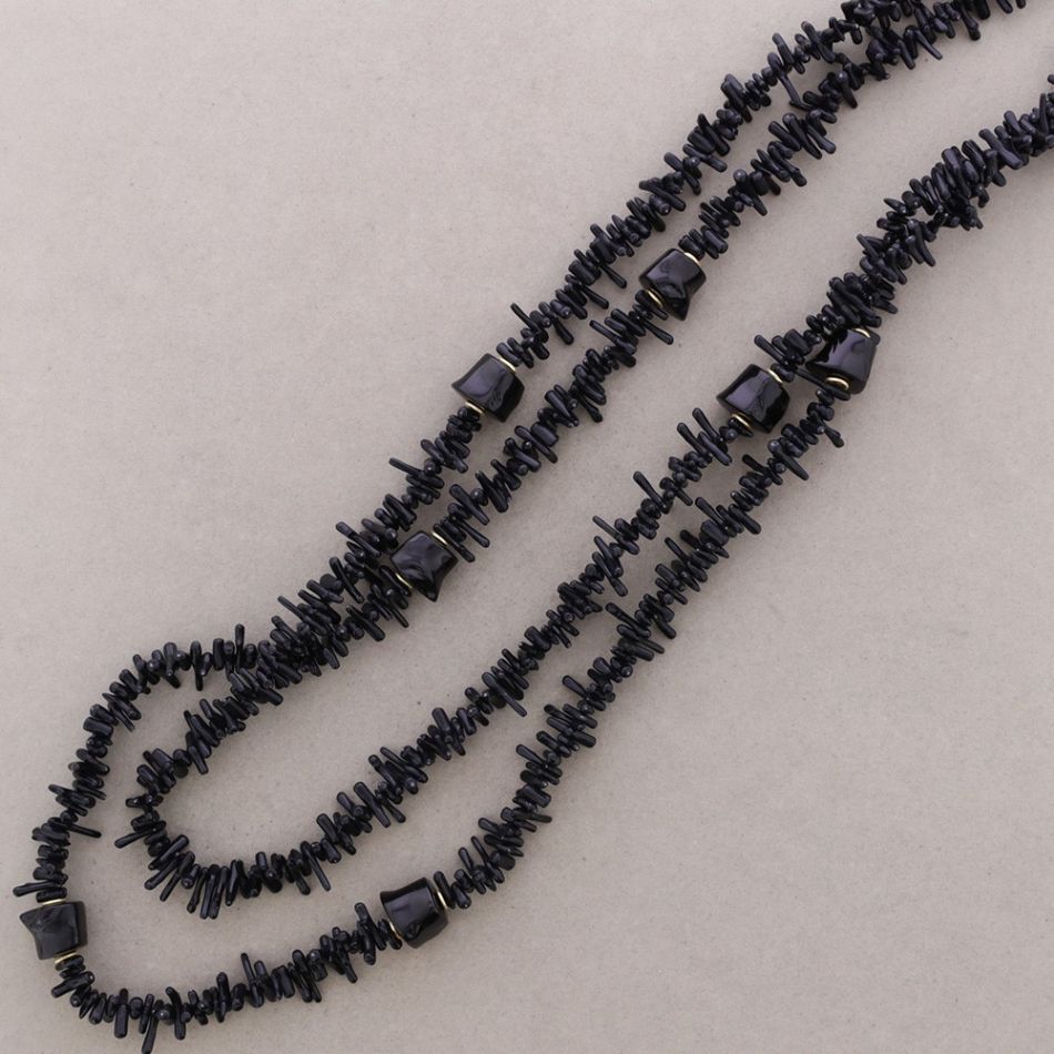 LONG DOUBLE CORAL RESIN BEAD NECKLACE