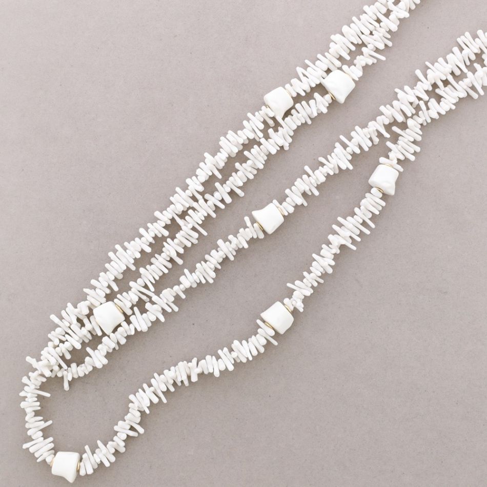 COLLAR LARGO DOBLE CUENTAS CORALES RESINA
