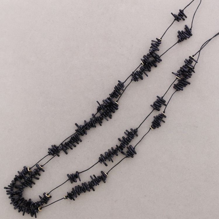 COLLAR LARGO DOBLE CUENTAS CORALES RESINA