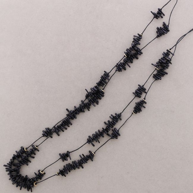 LONG DOUBLE CORAL RESIN BEAD NECKLACE