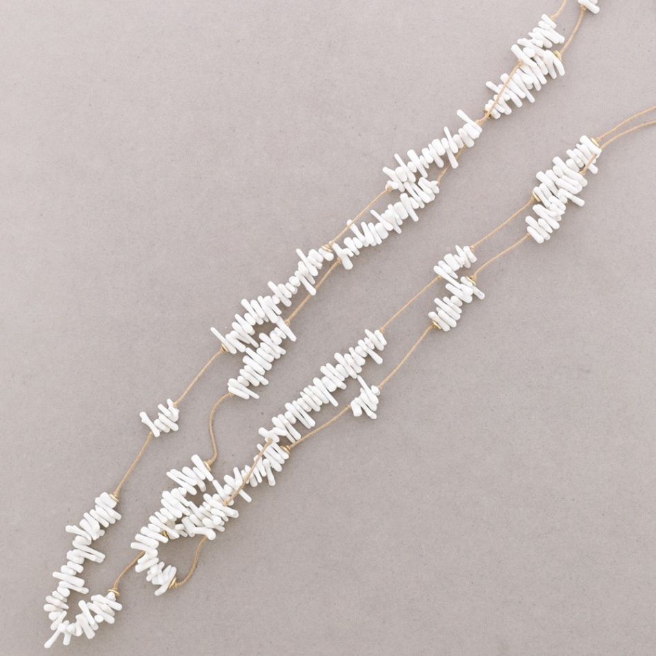 LONG DOUBLE CORAL RESIN BEAD NECKLACE