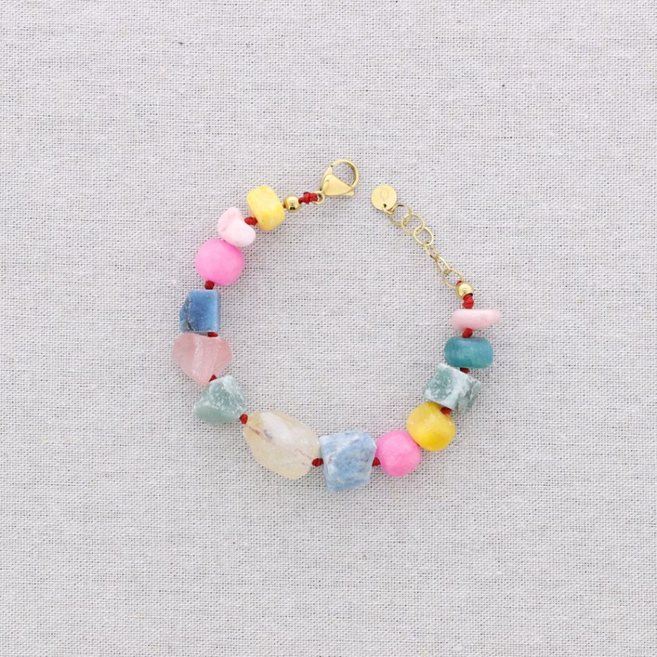 STEEL BEADS AND STONES BRACELET