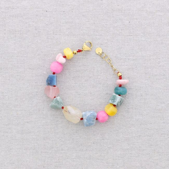 STEEL BEADS AND STONES BRACELET