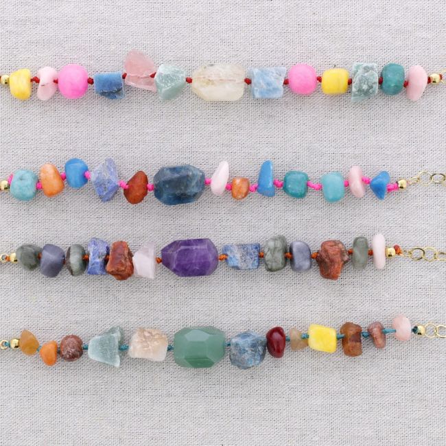 STEEL BEADS AND STONES BRACELET