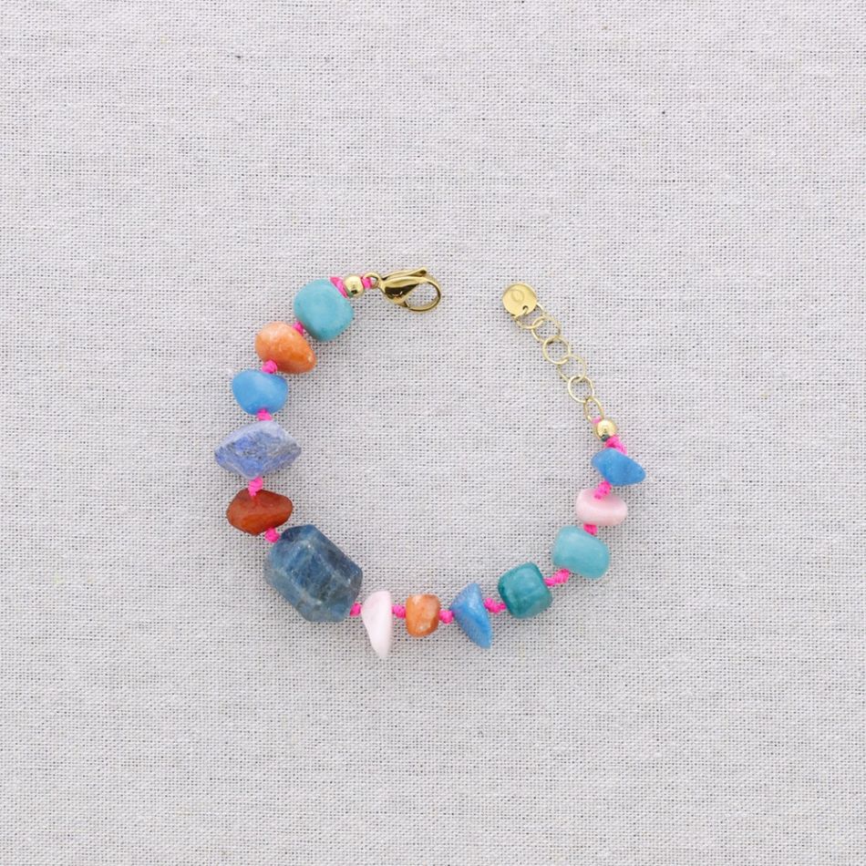 STEEL BEADS AND STONES BRACELET