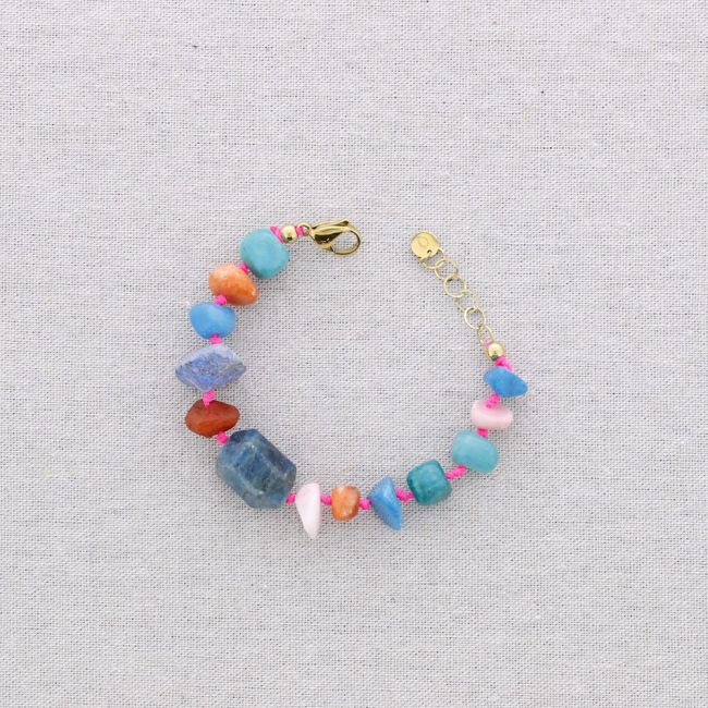 STEEL BEADS AND STONES BRACELET