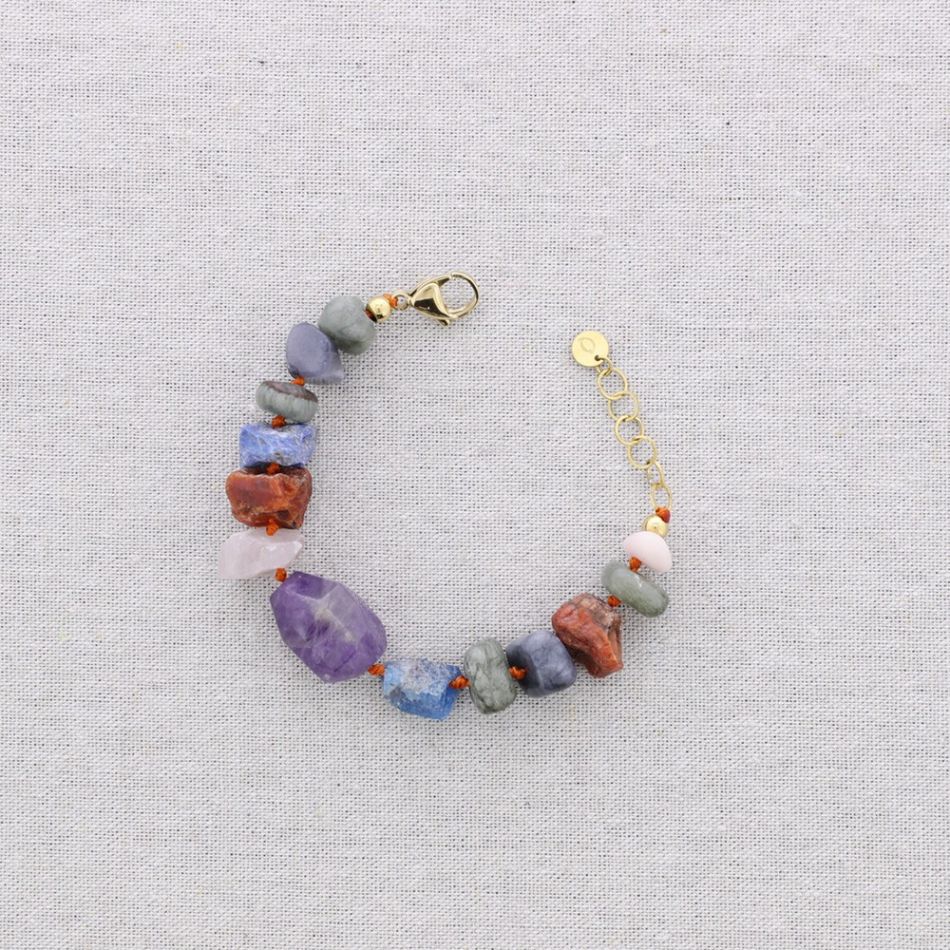 STEEL BEADS AND STONES BRACELET