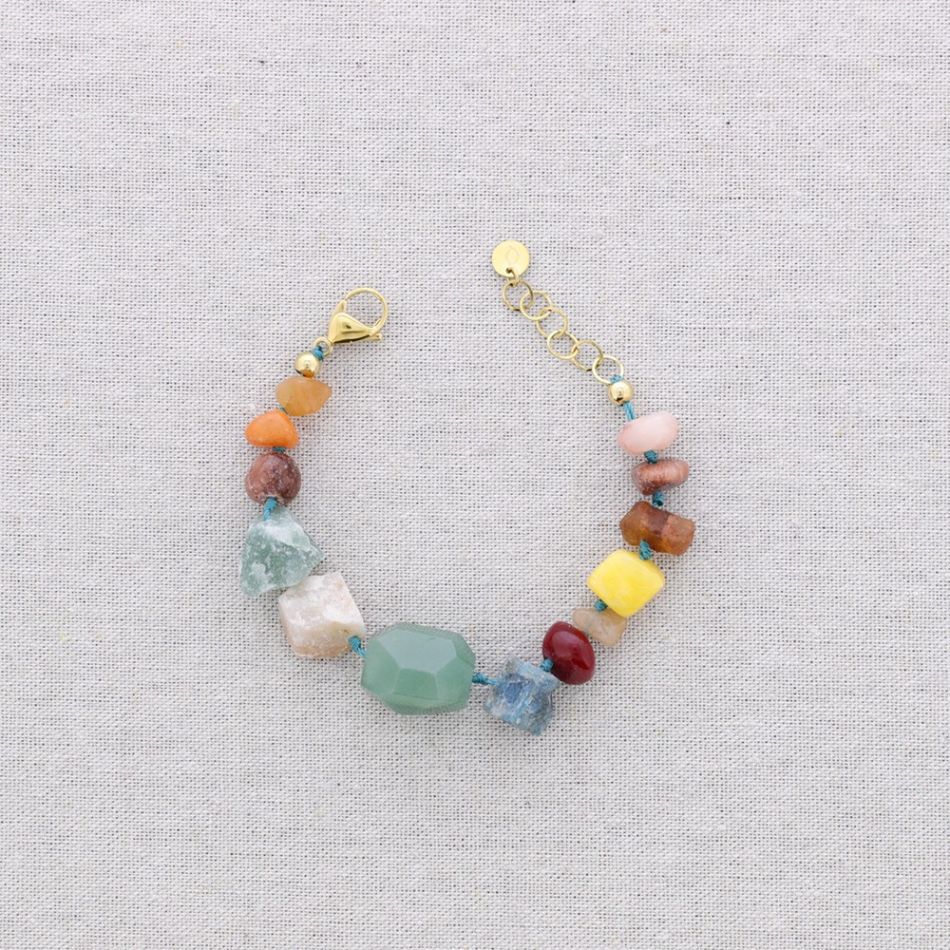 STEEL BEADS AND STONES BRACELET