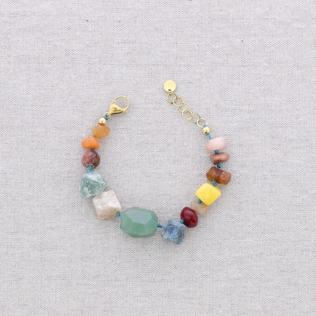 STEEL BEADS AND STONES BRACELET