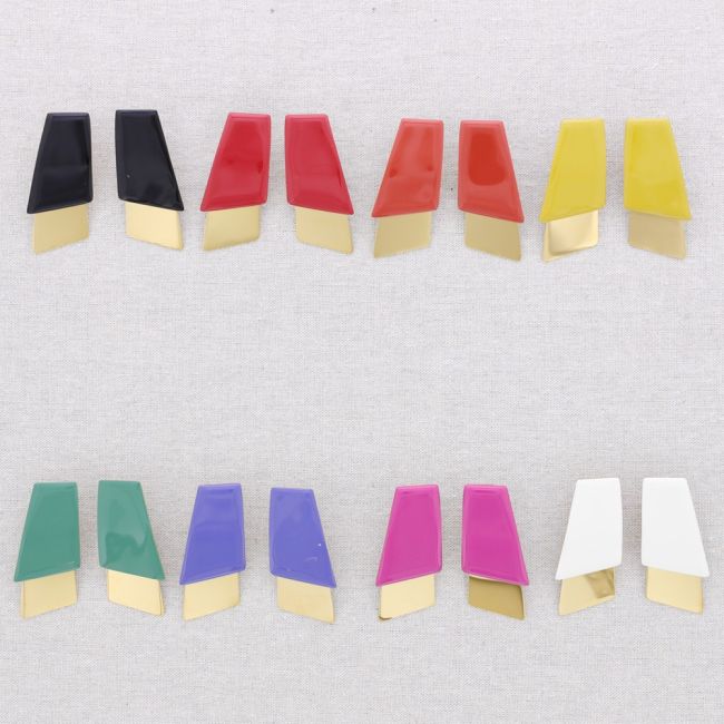 PENDIENTES ACERO FORMAS GEOMÉTRICAS ESMALTE