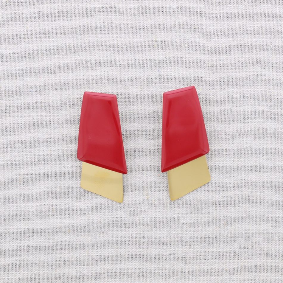 PENDIENTES ACERO FORMAS GEOMÉTRICAS ESMALTE