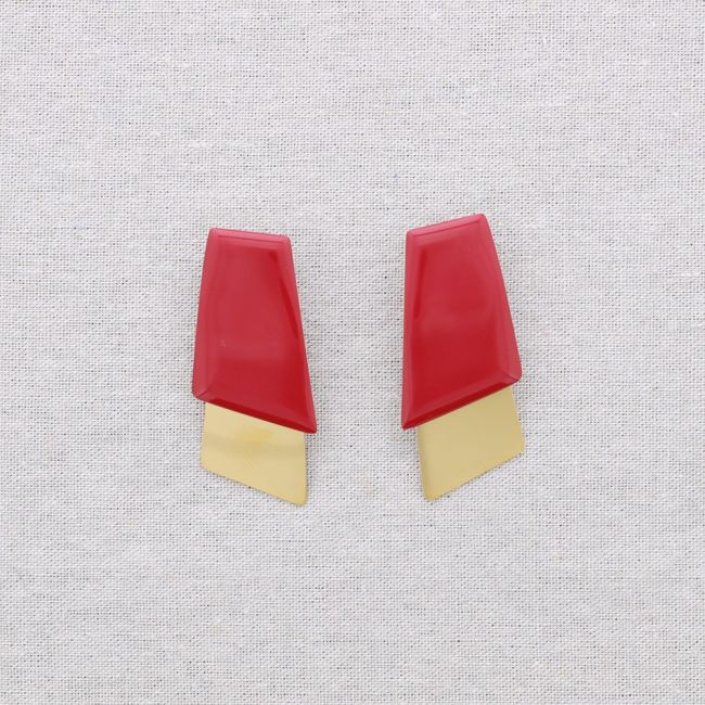 PENDIENTES ACERO FORMAS GEOMÉTRICAS ESMALTE