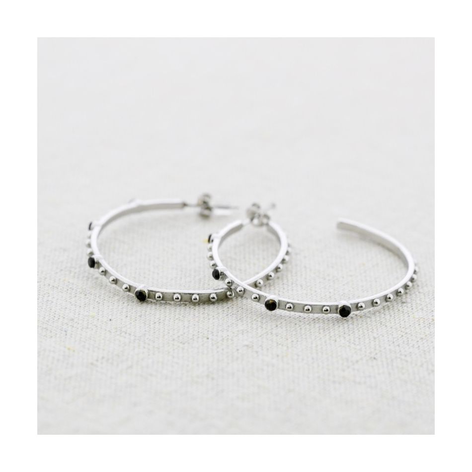 PENDIENTES ACERO ARO PIEDRAS
