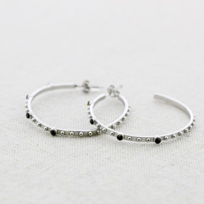 PENDIENTES ACERO ARO PIEDRAS