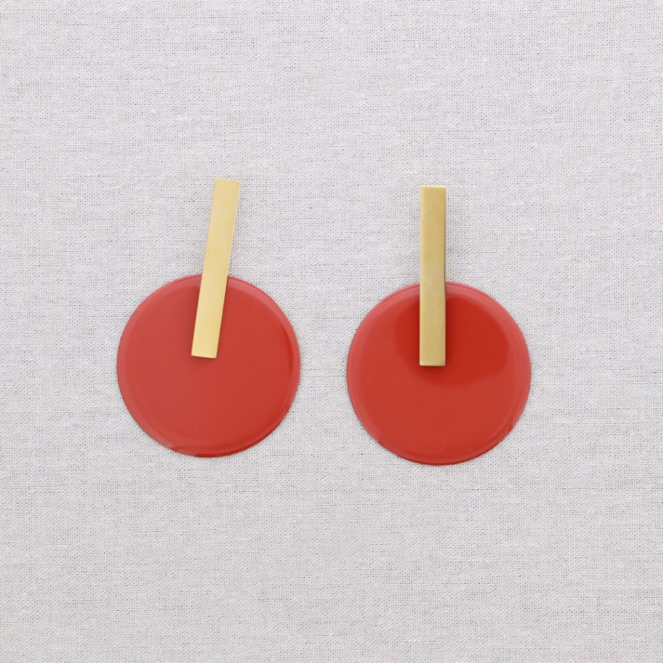 PENDIENTES ACERO COLGANTE MEDALLA ESMALTE