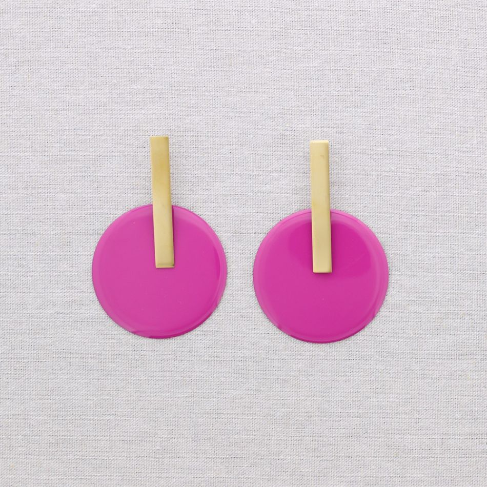 PENDIENTES ACERO COLGANTE MEDALLA ESMALTE