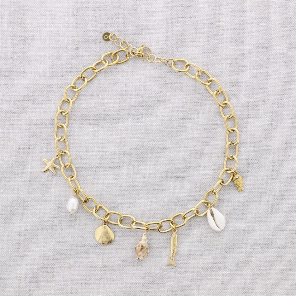 STEEL CHOKER WITH MARINE MOTIFS AND LINKS