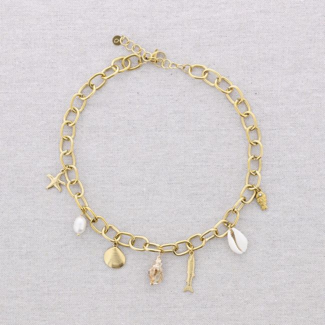 STEEL CHOKER WITH MARINE MOTIFS AND LINKS