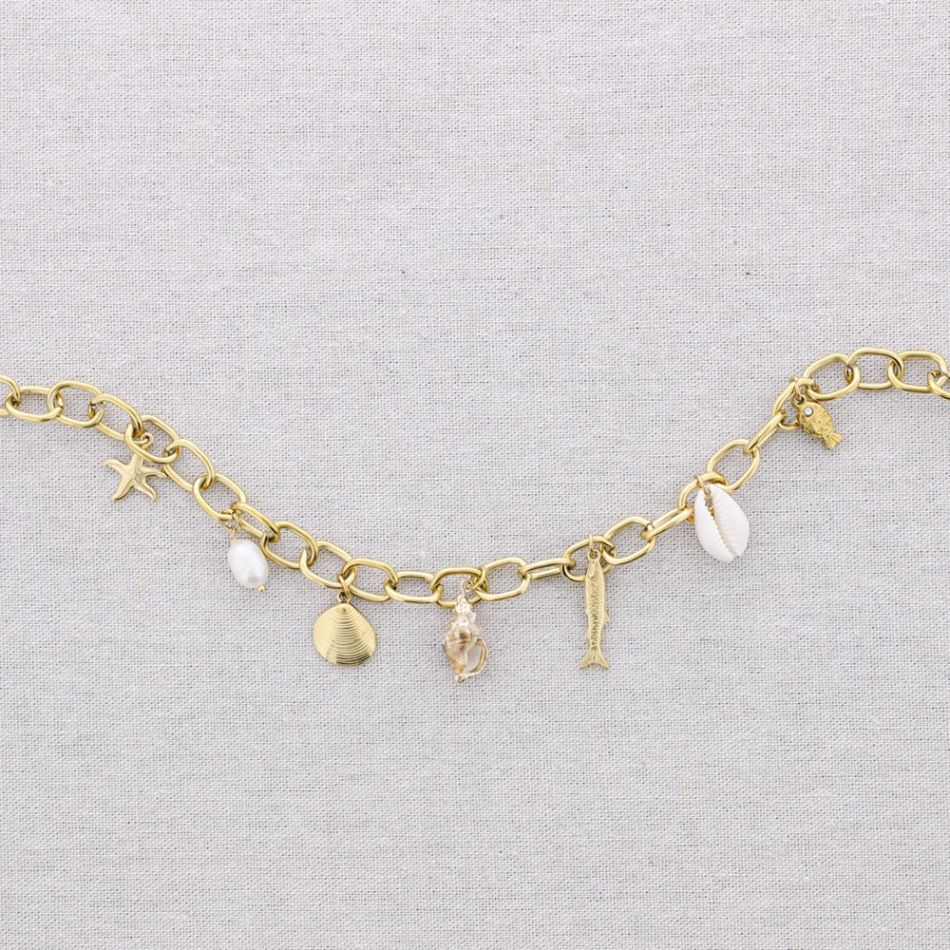 STEEL CHOKER WITH MARINE MOTIFS AND LINKS