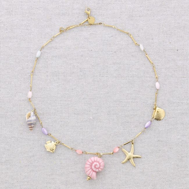 STEEL NECKLACE WITH MARINE MOTIF PENDANTS