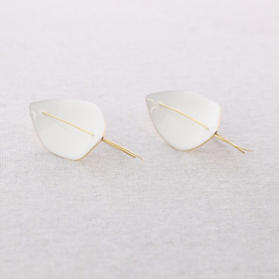 PENDIENTES ACERO COLGANTE HOJA ESMALTE