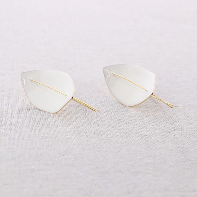 PENDIENTES ACERO COLGANTE HOJA ESMALTE