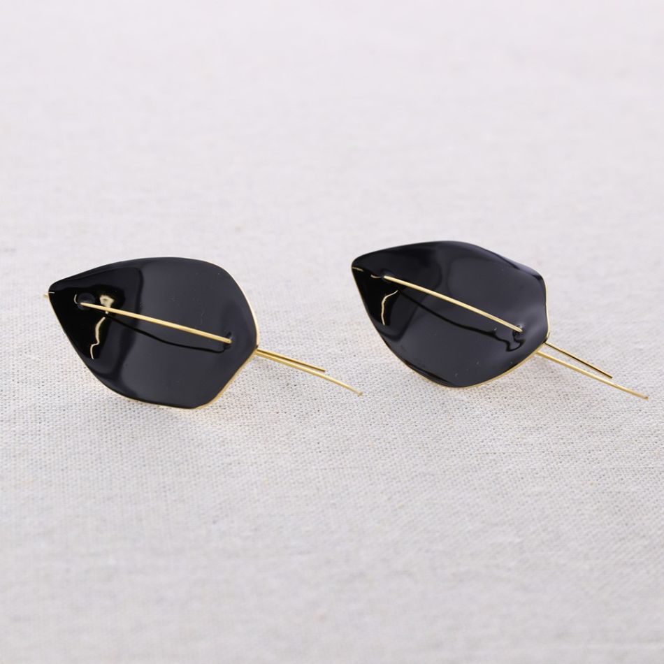PENDIENTES ACERO COLGANTE HOJA ESMALTE