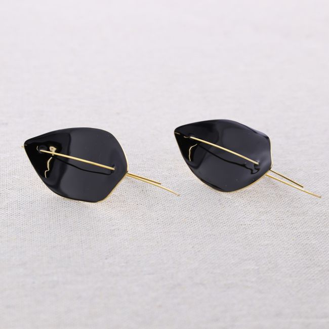 PENDIENTES ACERO COLGANTE HOJA ESMALTE