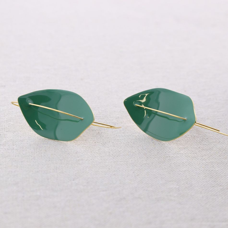 PENDIENTES ACERO COLGANTE HOJA ESMALTE