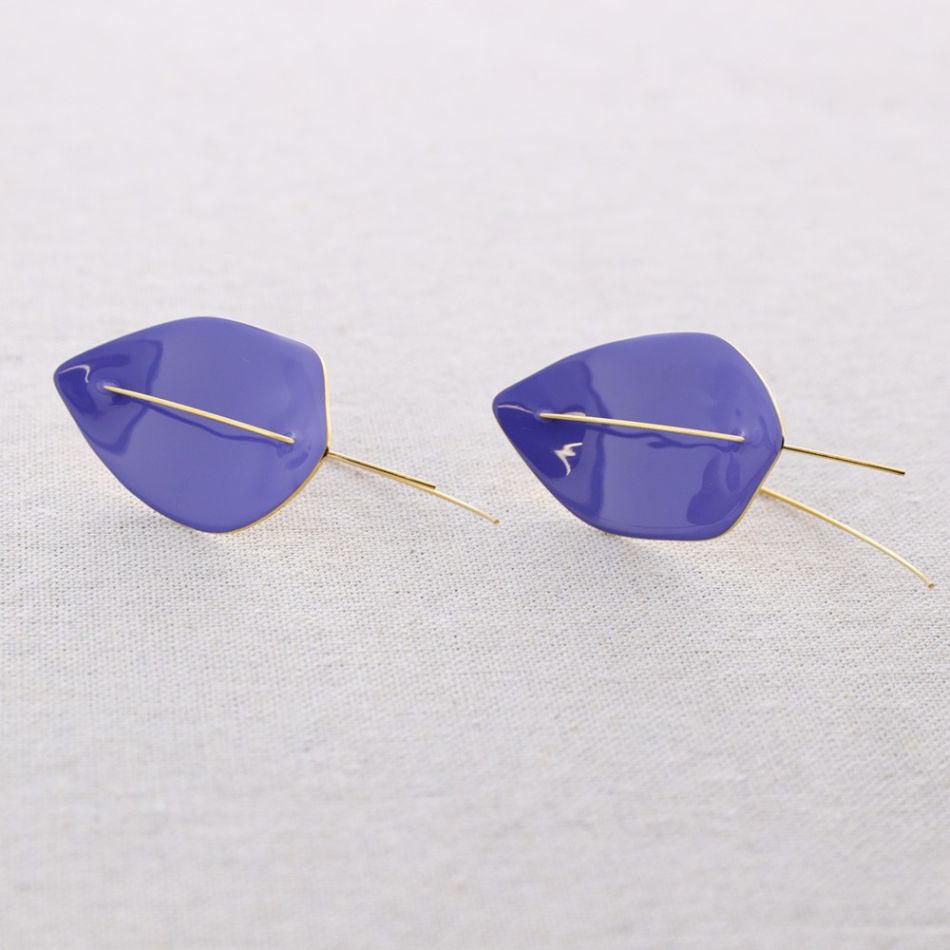 PENDIENTES ACERO COLGANTE HOJA ESMALTE
