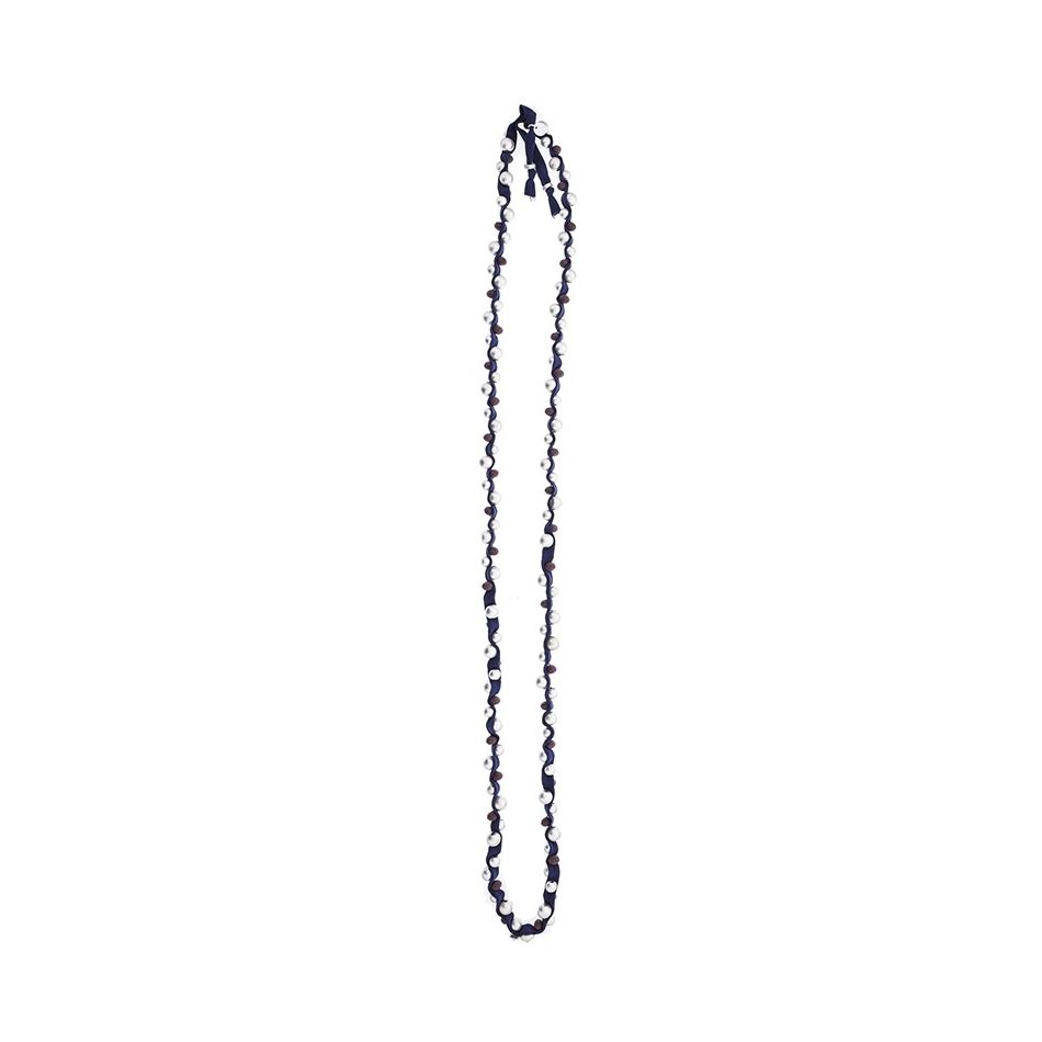 LONG TUBE NECKLACE WITH IMITATION METAL BEADS