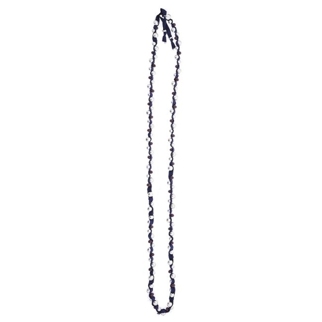 LONG TUBE NECKLACE WITH IMITATION METAL BEADS