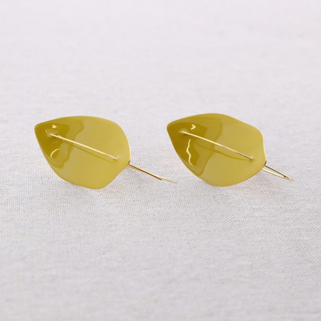 PENDIENTES ACERO COLGANTE HOJA ESMALTE