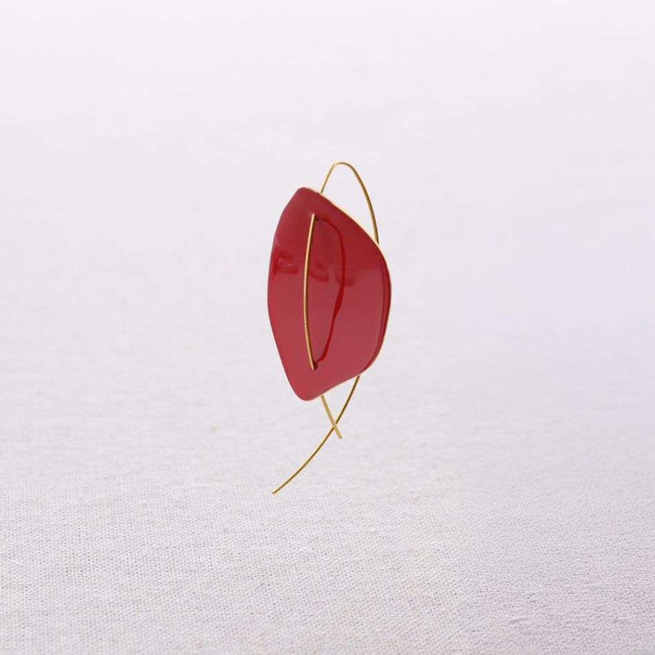 PENDIENTES ACERO COLGANTE HOJA ESMALTE