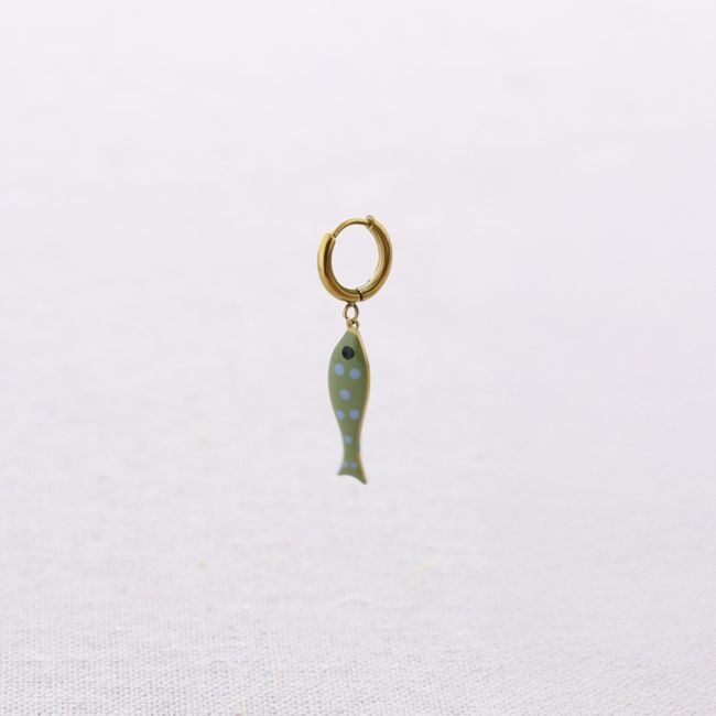 PENDIENTES ACERO ARO COLGANTE PEZ ESMALTE