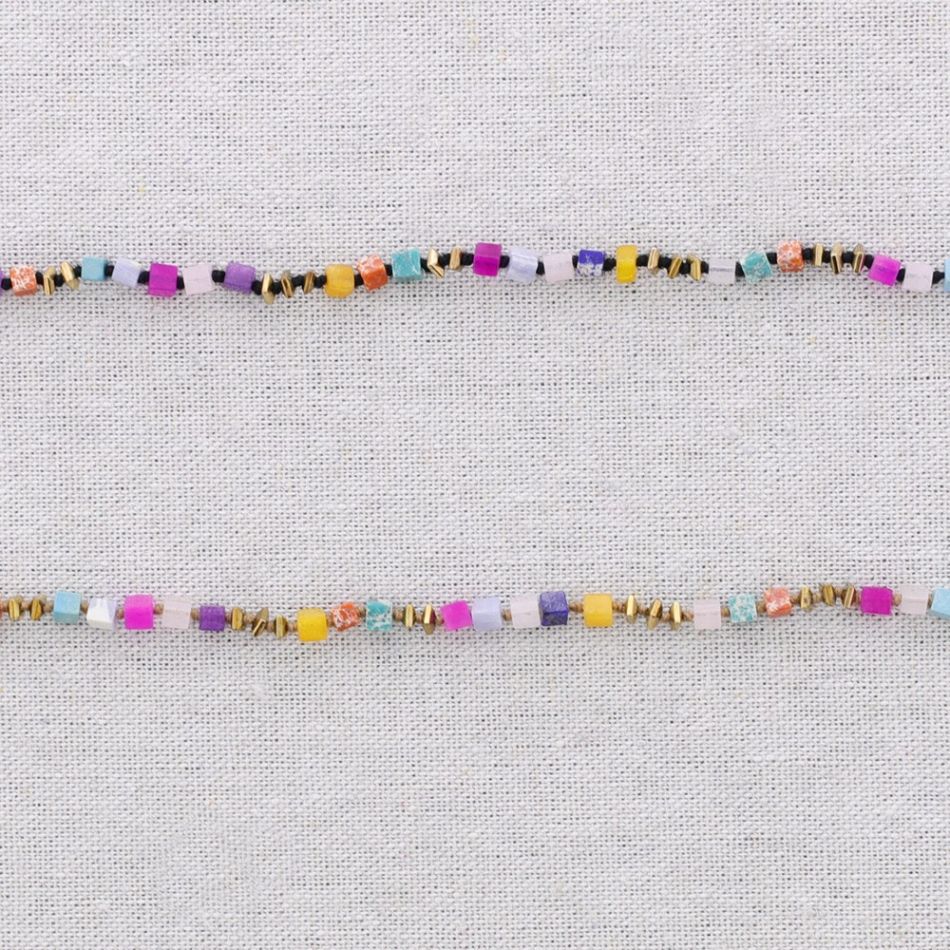 PULSERA ACERO CUENTAS CUADRADAS PIEDRA