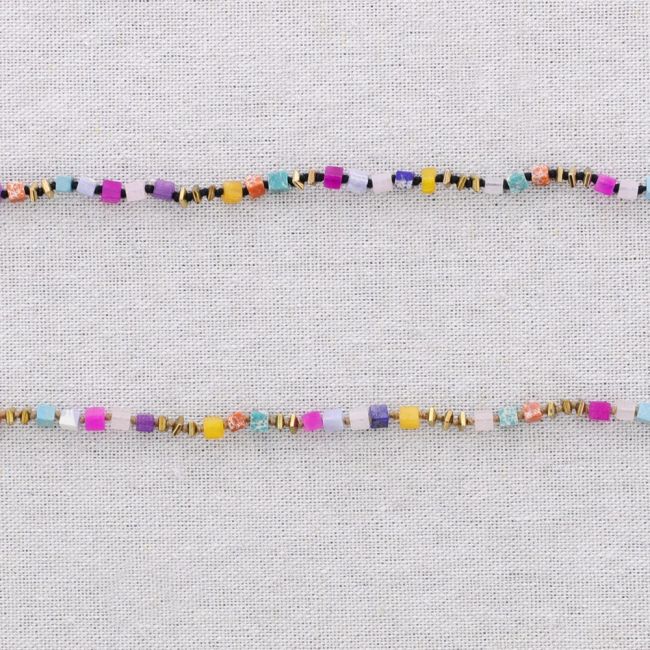 PULSERA ACERO CUENTAS CUADRADAS PIEDRA