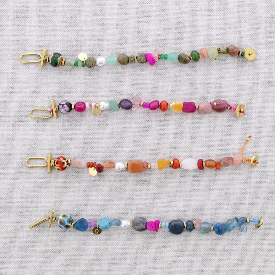 PULSERA ACERO CUENTAS AJUSTABLE