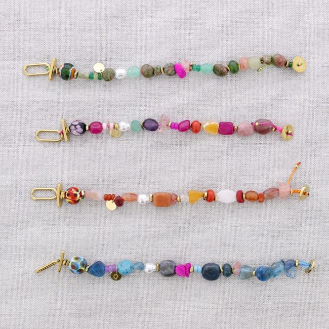 PULSERA ACERO CUENTAS AJUSTABLE