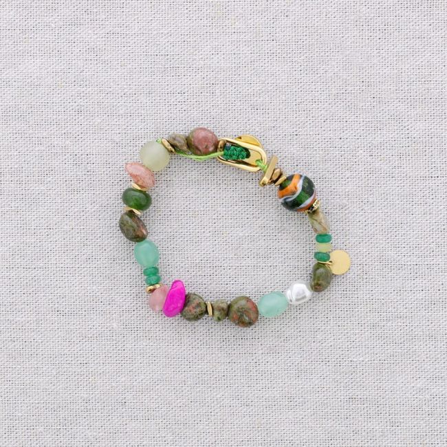 PULSERA ACERO CUENTAS AJUSTABLE