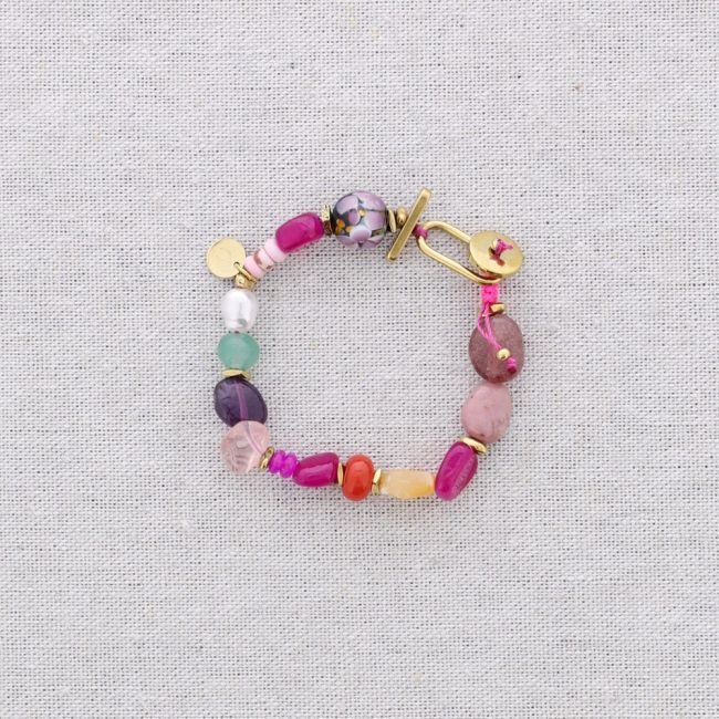 PULSERA ACERO CUENTAS AJUSTABLE