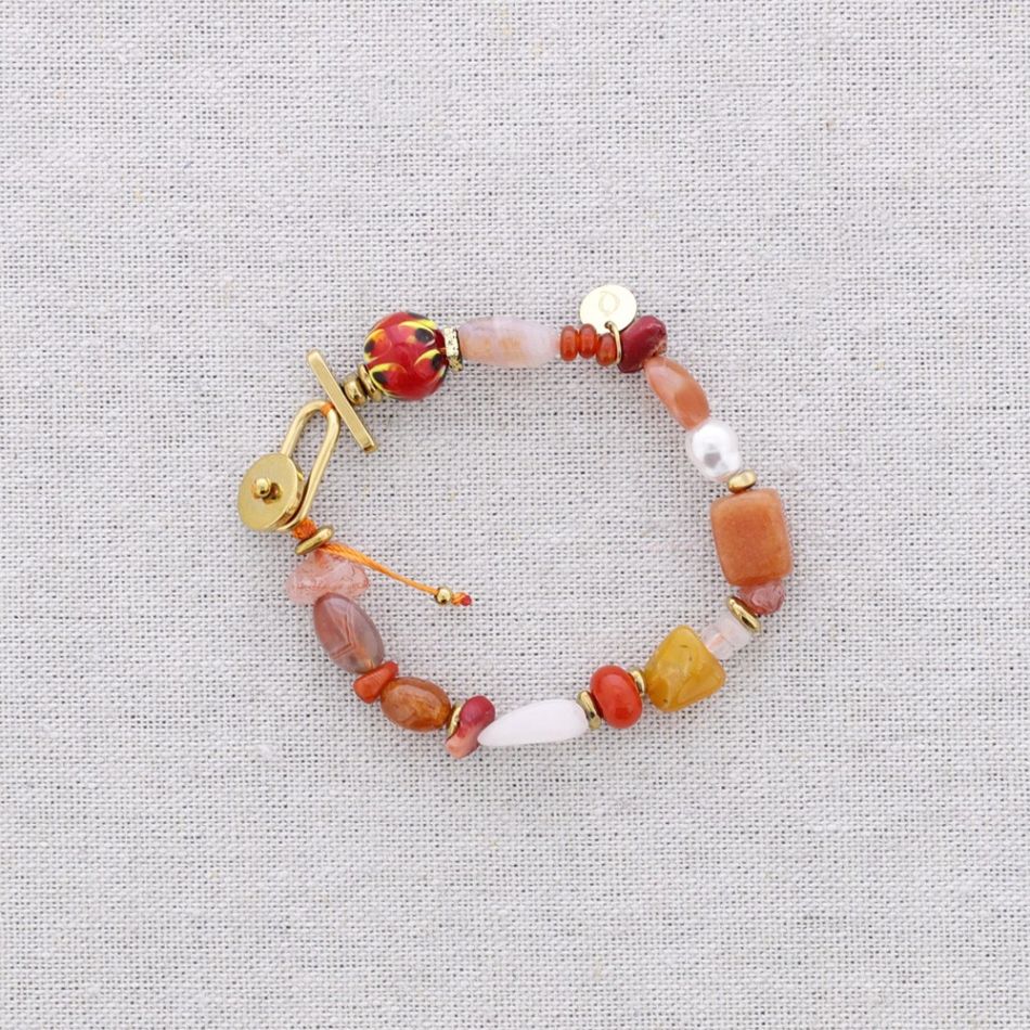 PULSERA ACERO CUENTAS AJUSTABLE