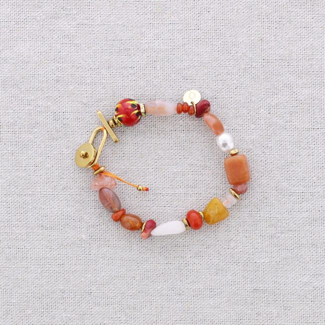 PULSERA ACERO CUENTAS AJUSTABLE