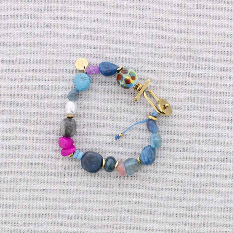 PULSERA ACERO CUENTAS AJUSTABLE