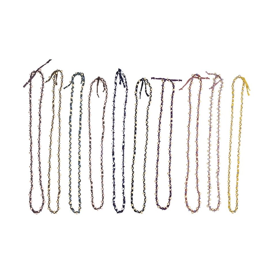 LONG TUBE NECKLACE WITH IMITATION METAL BEADS